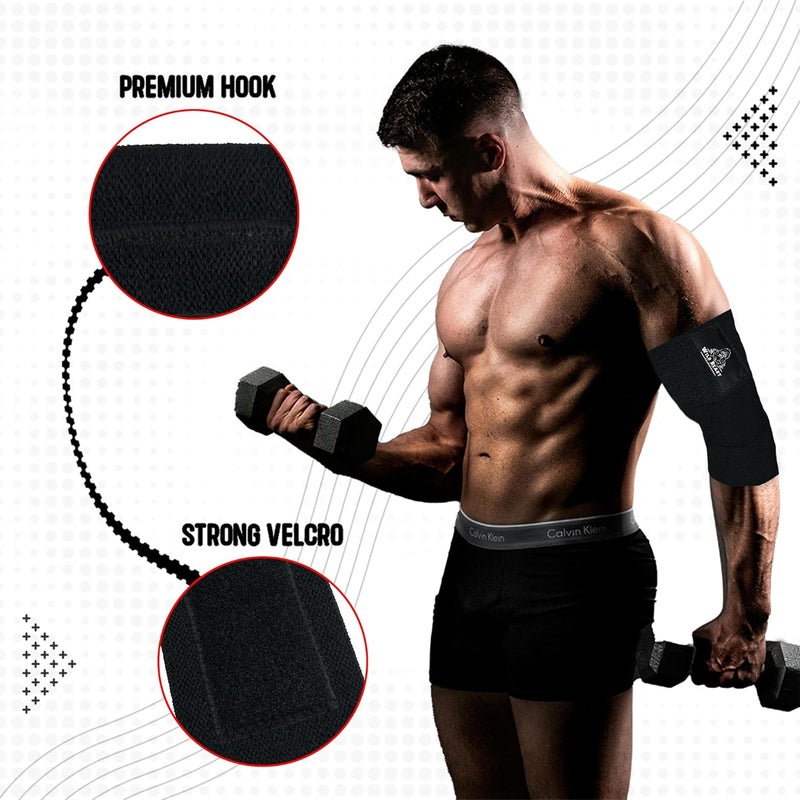 WildBeast Elbow Wraps for Weightlifting Men (Pair), Stretchable 41" Elbow Compression Strap, Weightlifting Straps for Bench Press, Strength Training & Fitness Support, Elbows Straps for Golfer's Elbows & Tendonitis - Image 5